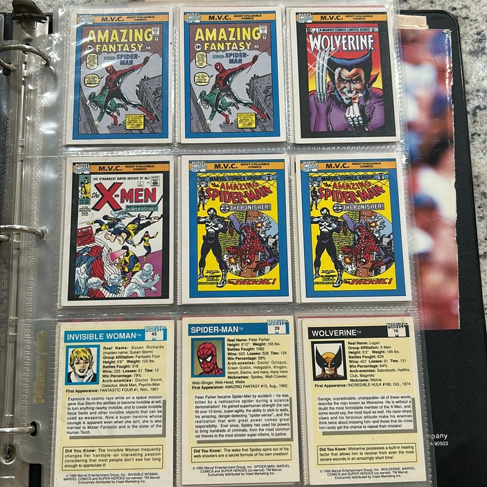 VINTAGE MARVEL TRADING CARDS 1990's